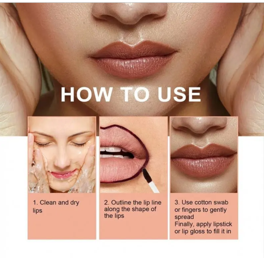 OUHOE Lip Liner Stay-N - Peel Off Lip Liner Tattoo, Peel Off Lip Stain only in-pink color