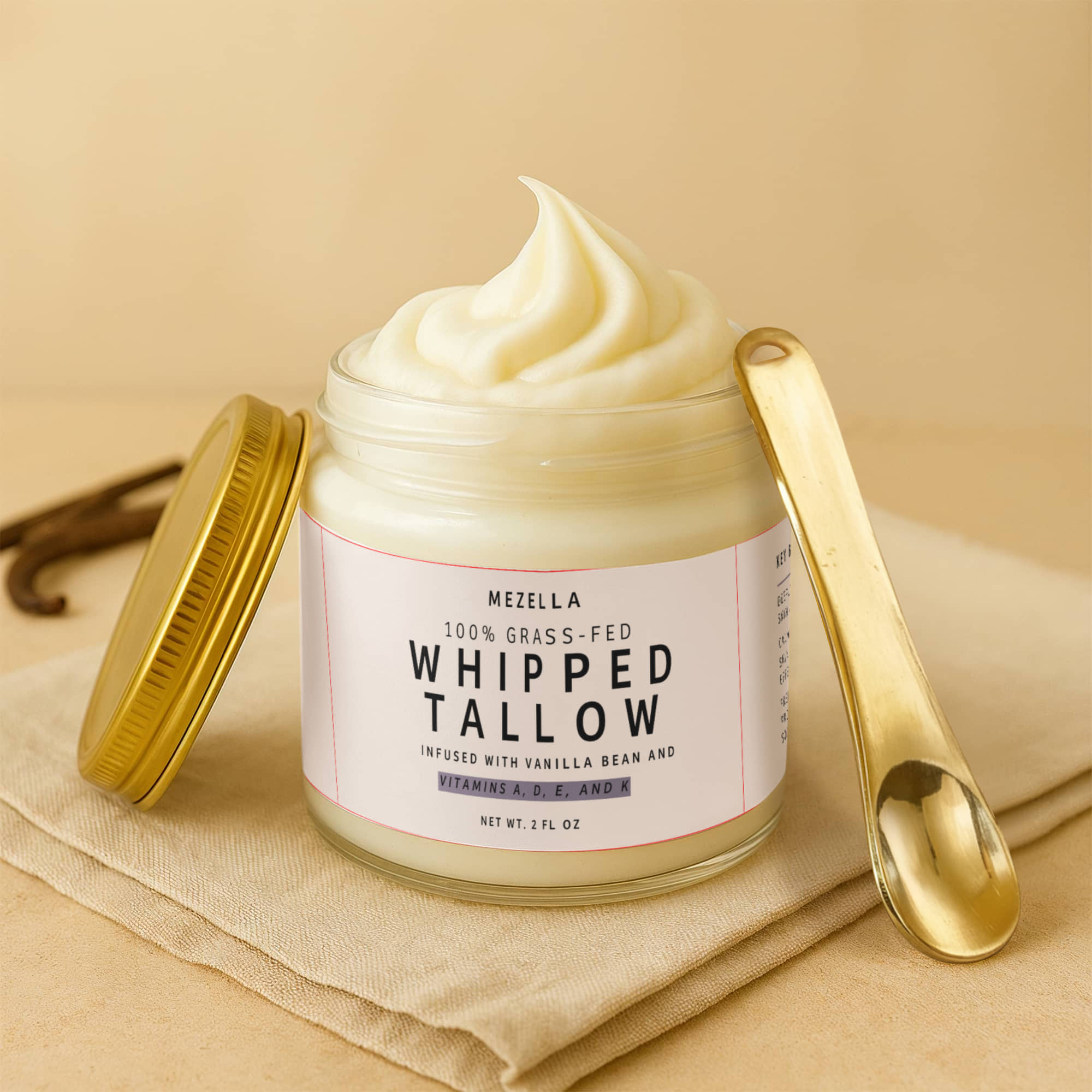 Whipped Grass-Fed Tallow Balm with Vanilla Bean